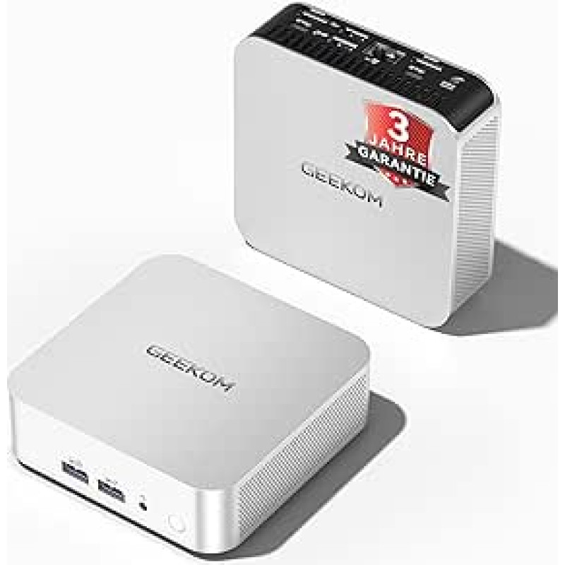 GEEKOM Mini kompiuteris A5 Pro su AMD Ryzen 5 7430U, 16 GB atnaujinama DDR4 RAM (be fiksuotos LPDDR) + 512 GB SSD, kompaktiškas mini stalinis kompiuteris W-11 Pro, 6 x USB, keturių ekranų, skirtas verslui