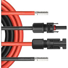 NAUC Solar Extension Cable for Solar Panel – Solar Plug 1500 V Solar Cable for Solar Panels – Photovoltaic Plug – Cable for Charge Controller 4 mm² / 6 mm² – TÜV, Length: 2 x 20 m 4 mm², Headset: 19%