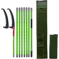 8 m ilgio rankinis pjūklas su rankena, reguliuojamo ilgio, medžio pjūklas, sodo įrankių rinkinys, palmių genėtuvas, didelio nuotolio strypas su krepšiu, švariai ir greitai pjauna aukštas šakas (Pro)