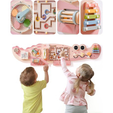 ROBOTIME sienos elementas - krokodilų veiklos lenta - medinė lenta - linksmas nuotykis džiunglėse - daugialypis - interaktyvus žaislas - formų rūšiuoklė - Drehmaze - edukacinis Montessori - žaislas vaikams