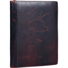 STILORD 'Julius' Vintage Conference Folder Leather Writing Case Document Folder A4 Organiser 12 Inch Tablet Bag Genuine Cowhide Leather, Kara - Brown, portfelis