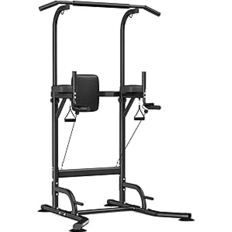 Power Tower Dip Station Klimmzugstange Freistehend Höhenverstellbar von 170-220cm Multifunktionale Kraftstation Kraftturm Trainingsgerät für Zuhause Pull Up Bar