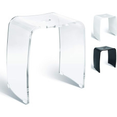 Libaro Meran Bathroom Stool - Transparent Acrylic Shower Stool with Handle, Ergonomic Seat, Non-Slip Rubber Feet & Timeless Design (up to 180 kg)