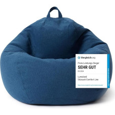 Lumaland Comfort Line Beanbag, Indoor Beanbag, 70 x 80 x 50 cm, More Than 1 Million Adjustable EPS Beads, Soft, Comfortable Floor Cushion, Armchair for Children and Adults, 120 L Volume, Dark Blue