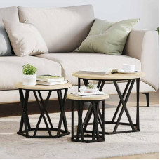 MOBCANT Nesting Beistelltisch 3 Stück Sonoma-Eiche Couchtisch Wohnzimmertisch Sofatisch Coffee Table Couch Tisch Modernes Design für Wohnzimmer Lounge