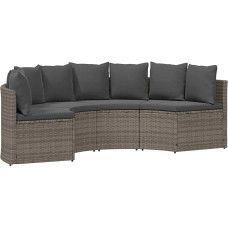 vidaXL Sofos komplektas 2 vnt Grau Massives Akazienholz und Poly Rattan, Garten und Terrasse, L-förmiges Design, moderner Look, UV-beständige Materialien, langlebiger Aufbau, für Außenbereiche