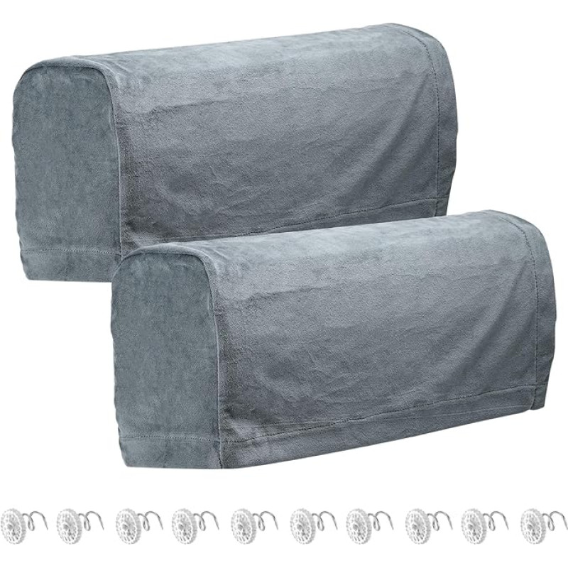 sourcing map Stretch Armrest Covers, sofos porankių dangteliai su sukamuoju kaiščiu, sofos porankių dangteliai, neslystantys baldų apsauginiai dangteliai foteliui, fotelio užvalkalai, tamsiai pilka, 2 vnt.