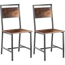 VEVOR kaimiško stiliaus valgomojo kėdė (2 vnt.) Medinė šoninė kėdė (136 kg keliamoji galia), skirta valgomojo stalui, taupanti vietą virtuvės stalo kėdė su metaliniu rėmu ir atlošu, kaimiškos rudos ir juodos spalvos