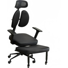 YOOTMEEN Ergonominė klūpanti kėdė Juoda dirbtinė oda Reguliuojamas dvigubas atlošas su porankiais Šiuolaikinis biuras Namų biuras Suaugusiųjų