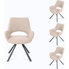 MEUBLE COSY Valgomojo kėdės, 4 dalių rinkinys, virtuvės kėdės, minkštos kėdės su porankiais, medžiaginė sėdynė, metalinės kojos, smėlio spalvos, 58,5 x 59 x 81 cm
