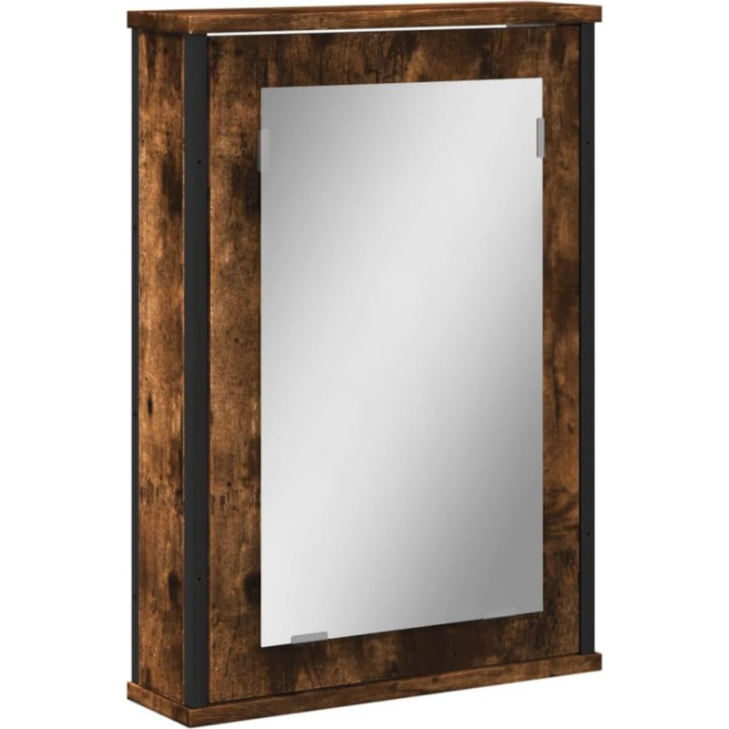 vidaXL Vonios veidrodinė spintelė, vonios kambario spintelė su laikymo vieta, sieninė vonios kambario spintelė, vonios veidrodis, rūkyto ąžuolo medienos medžiaga