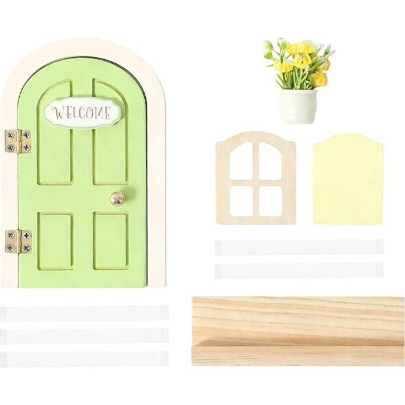 Medinės pasakų durys Sienų dekoracijos Tiny Door Toy Cute Accessory for Kids Boys Girls Princess Room Bedroom Playroom Nursery Kindergarten Balcony Classroom | Ideal for Creative Pretend Play