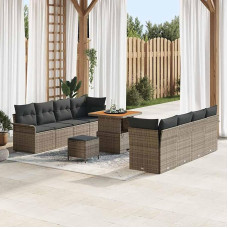 Homgoday Garten-Sofa-Set 11 pcs Grau Poly-Rattan Sofa Gartenm?Bel Modelis3362108