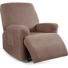 LiveGo Polar Fleece Deck Chair Covers, Stretch Recliner 4 dalys 1 sėdimasis fotelis Sofa Cover Baldų apsauga Kėdės Slipcover su elastingu dugnu, galima skalbti mašinoje (M-Camel)