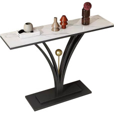 ZXDRYBHD Konsolinis staliukas, modernus konsolinis staliukas, sofos akcento staliukas, su marmuro viršumi, atsparus aukštai temperatūrai, lengvai surenkamas (juodas, XXL)