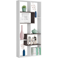 Multi Position Bookcase with 8 Shelves White with Charcoal Detail 80 x 180 x 25 cm