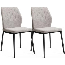 Valgomojo kėdės, smėlio spalvos, 2 vnt., virtuvės kėdės, minkštos kėdės, valgomojo kambario kėdės, smėlio spalvos sėdynės iš poliesterio, skirtos valgomajam