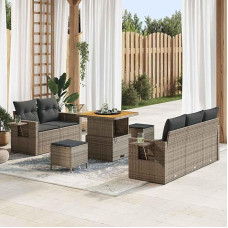 Homgoday Garten-Sofa-Set 8 pcs Grau Poly-Rattan Sofa Gartenm?Bel Modelis3361688