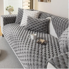 tianxinbaobei Triušis Pliušinis sofos dangtelis Neslidus dirbtinio kailio sofos dangtelis Šiltas sofos dangtelis Pūkuotas pūkuotas baldų apsauga (pilka, 36 x 82 colių)