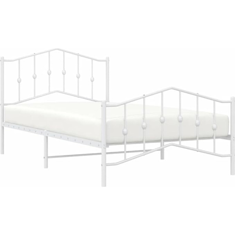 vidaXL lovos rėmas, lovos rėmas su metalinėmis kojomis, lovos rėmas su metalinėmis kojomis, metalinė lova, viengulė lova, miegamojo lova, balta, 100 x 200 cm, metalas
