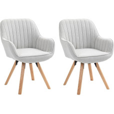 MEUBLE Jaukūs sukamieji valgomojo kėdės, 2 komplektai, virtuvės kėdės, minkštos kėdės, sukamoji kėdė su porankiu, fotelis, makiažo kėdė, pagaminta iš audinio, medžio masyvo kojos valgomajam, svetainei, gyvenamajam kambariui