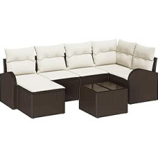 Rantry 6-teiliges Garten Sofa Set mit Kissen Grau Poly Rattan Gartenlounge Model3346118
