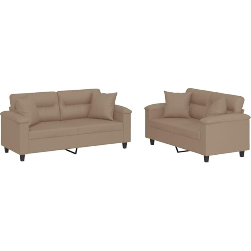 Tomostar Sofa-Set für Wohnzimmer, 3-Sitzer und 2-Sitzer, 2-teilig, mit Kissen, Cappuccino, Kunstleder