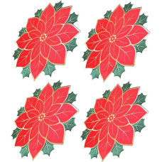 GALPADA 4stücke Hitzebeständige Platzsets Mit Weihnachtssternmotiv Dekorative Tischsets Für Weihnachten Esstischschutz Vor Flecken Und Kratzern