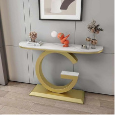 Moderner, schmaler Konsolentisch in Gold - 120 cm (47,2 Zoll) breiter Beistelltisch mit Metallgestell für Wohnzimmer, Flur und Eingangsbereich - Stilvoller Sofatisch hinter dem Sofa, platzsp
