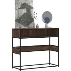 Konsolentisch aus brauner Eiche 90 x 35 x 80 cm mit Metallgestell, große Ablagefläche für Wohnzimmer und Eingang, modernes Möbelstück mit industriellem Design, langlebig