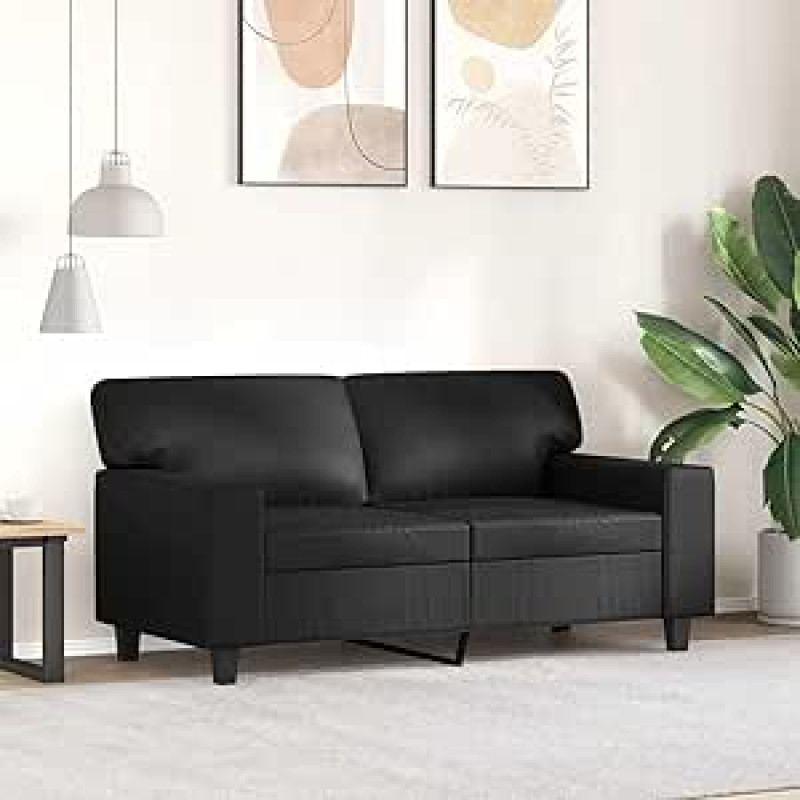 Dvivietė sofa Dvigulė sofa Sofa Lounge Sofa Minkšta sofa Atsipalaiduoti sofa Svečių sofa Loveseat Sofa svetainei Miegamasis Svečių kambarys Juoda 120 cm dirbtinė oda