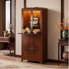 Buddha-Altartisch - Persönlicher Schreinschrank mit Aufbewahrungsschublade, Meditationssockel aus Bambus für Weihrauch, Opfergaben und Gebete - 52 cm chinesisches Nischendesign