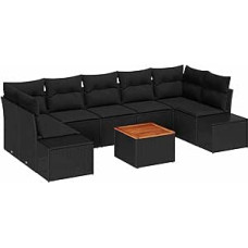 Gartensofa-Set mit Speicher 8 pcs Schwarz Poly-Rattan Gartenmöbel Modelis3356595