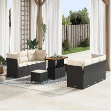 Gartensofa-Set mit Kissen 9 pcs Schwarz Poly-Rattan Gartenmöbel Model3361440