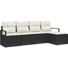 5 dalių sodo sofos komplektas su kilimėliais Schwarz Poly Rattan, 2 dalių sodo sofa su kilimėliais Schwarz Poly Rattan Gartenlounge Modelis3346337