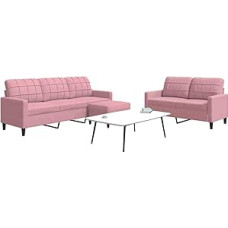 Rosa Samtsofa Set mit Fußhocker - 2+3 Sitze, Komfortpolsterung, Wohnzimmer Design Modelis3278404
