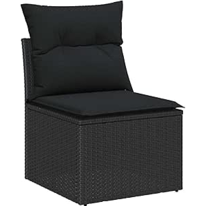 Gartensofa-Set mit Kissen 7 pcs Schwarz Poly-Rattan Gartenmöbel Modelis3347786