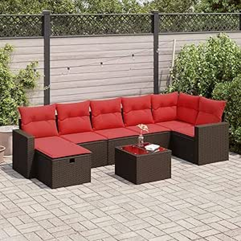 Garten-Sofagarnitur mit Stauraum & abnehmbaren Bezügen - PE-Rattan, 55x53x34 cm - für Terrasse und Innenhof Model3325420
