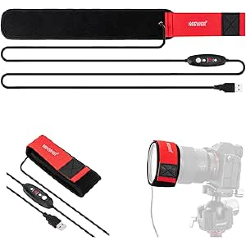 NEEWER 600 mm objektyvo šildytuvas su 3 temperatūros nustatymais, USB objektyvo šildytuvas apsaugo nuo rasos, rūko ir kondensato DSLR fotoaparatuose, teleskopuose, žiūronuose, astrofotografijoje, HW-23B