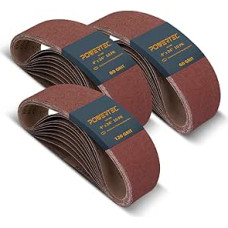 POWERTEC 110091 Sanding Belts 4x61cm 30 Pack of 10 Each 60 80 120 Grit Aluminum Oxide Belt Sander Sanding Belt Assortment Sandpaper for Oscillating Belt and Spindle Sander