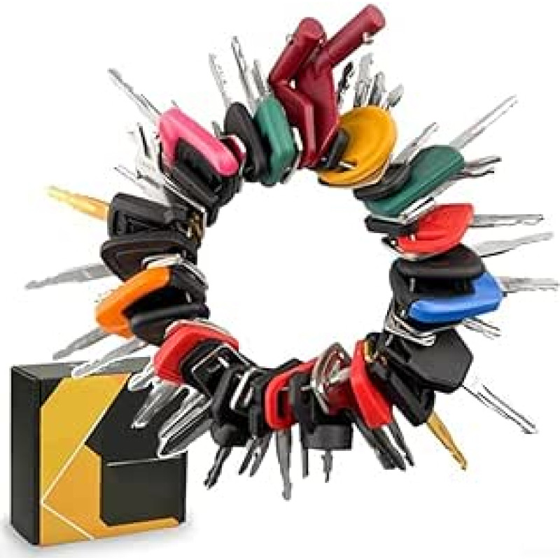 50 Stück Schwergerät-Schlüssel-Set Stahlbaumaschine Zündschlüssel kompatibel für CAT, rostbeständig mit Drahtring für Bauernhof, Industrie