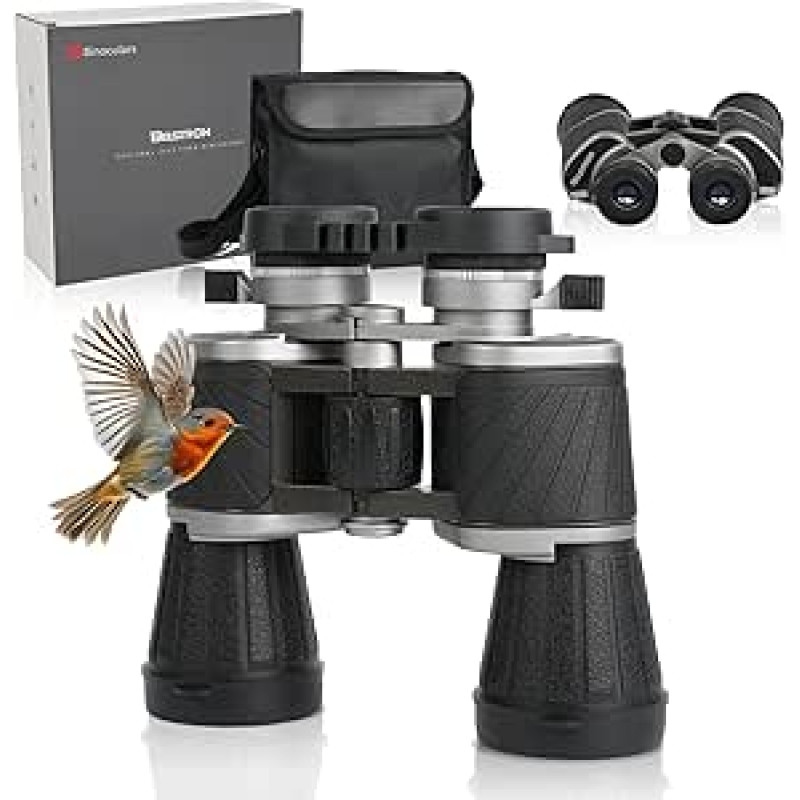 7 x 50 žiūronai suaugusiesiems, HD žiūronai su objektyvo dangteliais ir valymo šluoste, nešiojamas teleskopas paukščiams stebėti, futbolui, ekskursijoms, laipiojimui ir koncertams