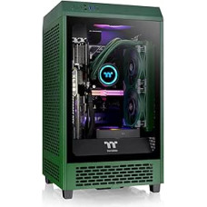 Thermaltake The Tower 200 Racing Green/Dark Green Mini-ITX vertikali vitrina Grūdintas stiklas 2 x CT140 Iš anksto sumontuotas 280 mm AIO Palaiko iki 380 mm GPU