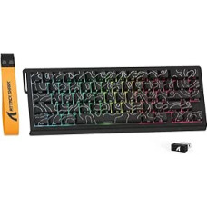 MAMBASNAKE X Attack Shark X68PRO HE 8KHz Rapid Trigger Wireless Gaming Keyboard, BT/2.4G/Cable, 0.01 mm RT Accuracy Magnetic Switch, Adjustable Actuation, 5000 mAh, RGB, PC/Mac Black Contours
