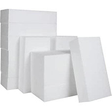 12er-Pack Bastel-Styroporblöcke - 20 x 20 x 5 cm große, rechteckige Polystyrol-Schaumsteine für Heimwerkerarbeiten und Dekorationen