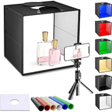 Nuotraukų studijos šviesos dėžutė, 12 colių / 30 cm sulankstoma nuotraukų dėžutė, skirta produktų fotografijai CRI> 95 120 Dimmable LED apšvietimo nuotraukų dėžutė su 6 PVC fono spalvomis / minkštu lengvu audiniu produktui