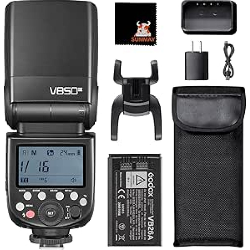 GODOX V850III fotoaparato blykstė 1/8000s HSS 7,2 V/2600 mAh baterija 1,5 s atkūrimo laikas 450 blyksnių su visišku galingumu, skirta 