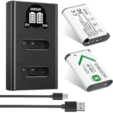 ENEGON NP-BX1 akumuliatorius (1300 mAh, 2 vnt.) ir LCD įkroviklis Tinka 