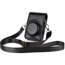 kinokoo Tasche für Ricoh GR/GR II/GR III/IIIx/GR IV Kamera, PU-Lederstruktur, schützende Tragetasche für Kamera der Ricoh GR-Serie mit verstellbarem Schultergur, Alte Version Schwarz