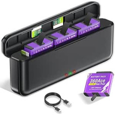 CITYORK 3 lizdų įkroviklis ir 3 dalių 2400 mAh baterija, suderinama su Insta360 Ace/Ace Pro/Ace Pro 2, atsarginė baterija, skirta Insta360 Ace/Ace Pro baterijos įkroviklio priedų rinkiniui su LED indikatoriumi ir